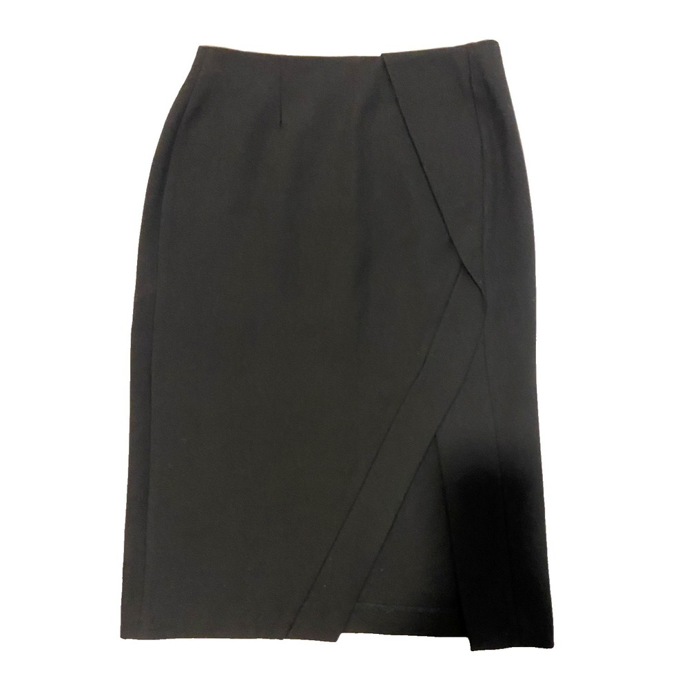 Zara Basics Women's Straight & Pencil Knee Length Black Slit Skirt Size Small